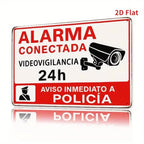 Panneau de Sécurité Espagnol “Vigilancia 24H” en Métal – Plaque Rectangulaire de Vidéosurveillance pour Maison et Commerce, Style Classique, Usage Intérieur et Extérieur