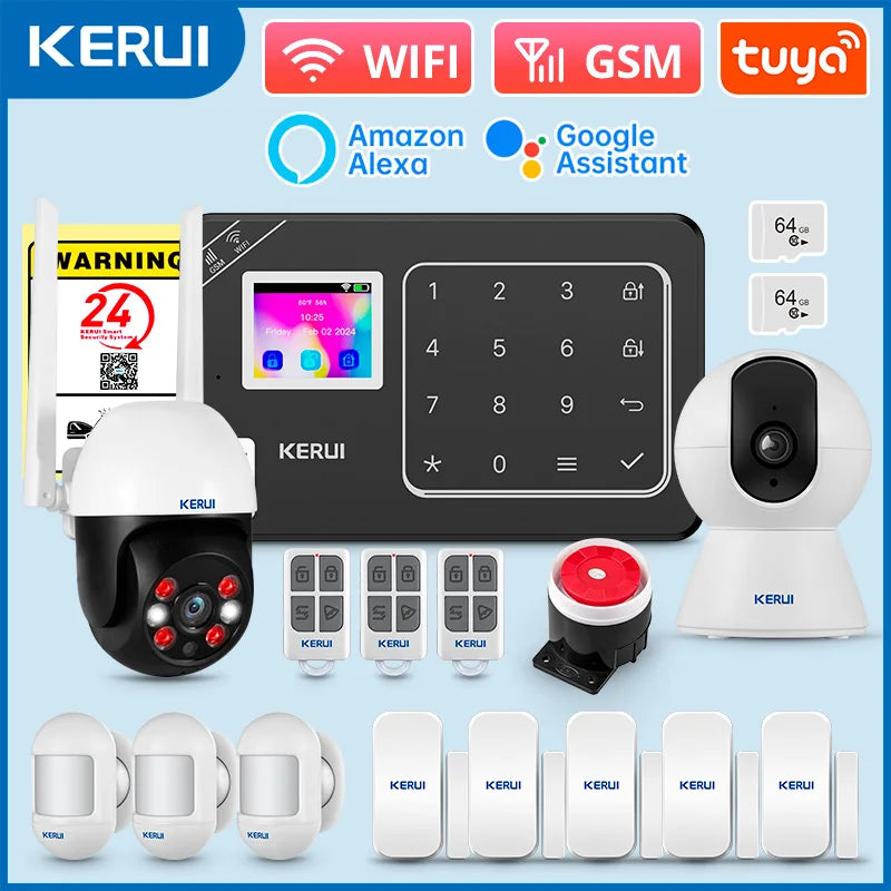 KERUI W181 – Sistema de alarma Maison Connecté Tuya WiFi &amp; GSM, Seguridad Sans Fil con detector de movimiento y captadores de apertura 