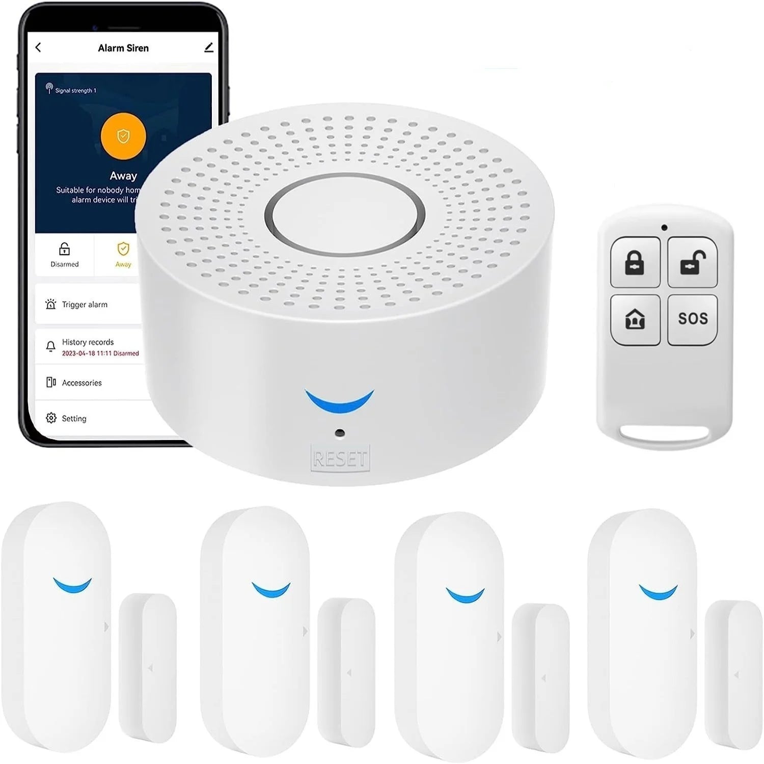 Sistema de alarma Maison Connecté Tuya WiFi 433 MHz con Sirène 120 dB - Kit Seguridad Sans Fil Smart Life, Compatible Alexa y Google 