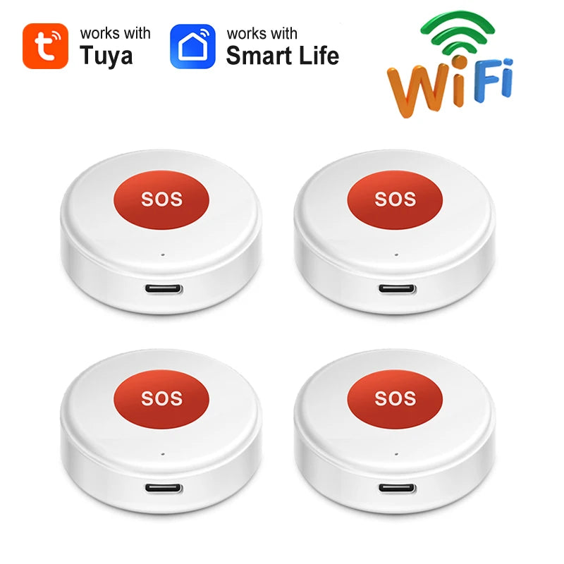 Botón SOS WiFi Tuya Earykong – Botón de llamada de urgencia sin filtro con notificación Smartphone para personas mayores, niños y personas frágiles