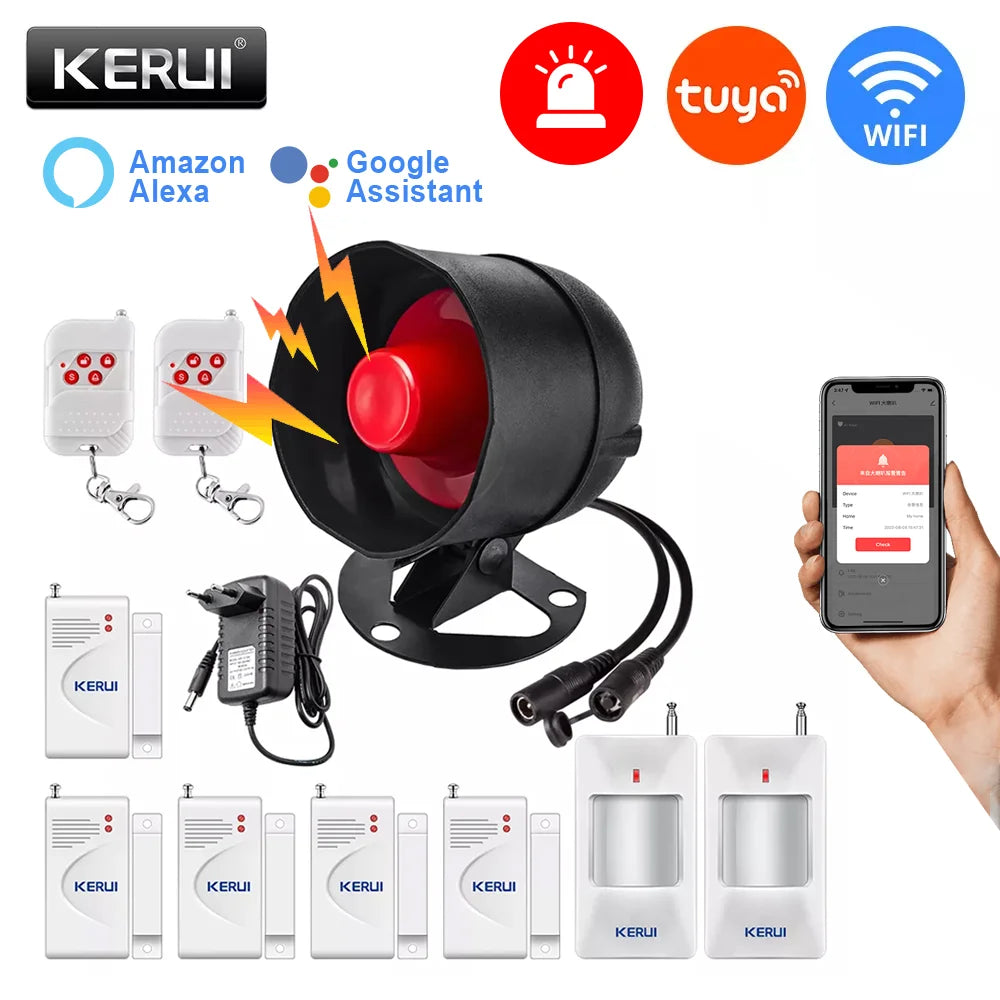 KERUI H01 Sistema de Alarma Casa WiFi Tuya con Sirène 433MHz - Kit Seguridad Sans Fil Compatible Alexa y Google Home
