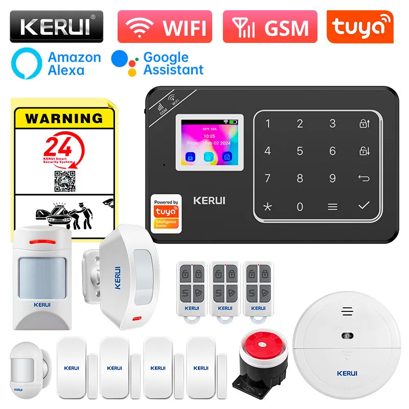 KERUI W181 – Sistema de alarma Maison Connecté Tuya WiFi &amp; GSM, Seguridad Sans Fil con detector de movimiento y captadores de apertura 