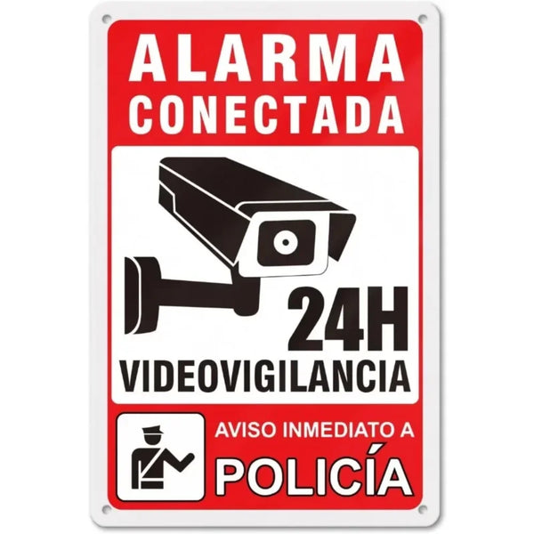 Panneau Métallique “Maison Sous Vidéosurveillance 24h/24” – Signalisation de Sécurité Extérieure Durable et Décorative