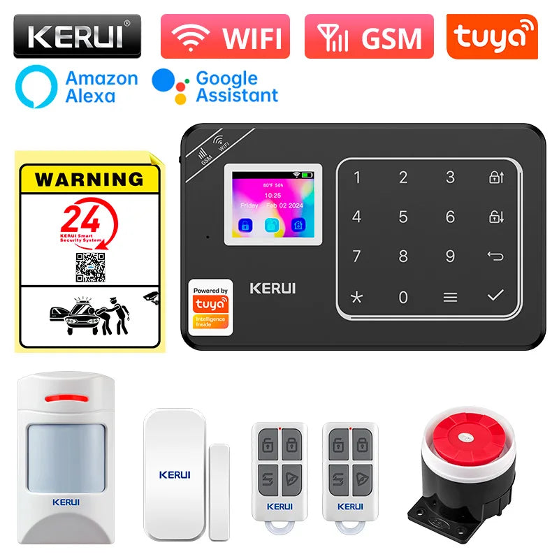 KERUI W181 – Hausalarmsystem mit Tuya-WiFi- und GSM-Verbindung, Sans-Fil-Sicherheit mit Bewegungsmelder und Türöffner 