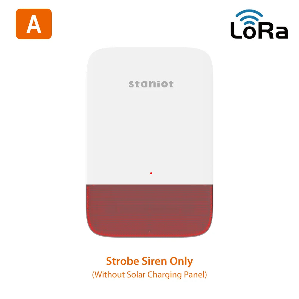 Sirène d'Alarme Sans Fil Staniot LoRa WSR300-L 120 dB mit Blitz – Reichweite, Reichweite 500 m, Batterie 5000 mAh 