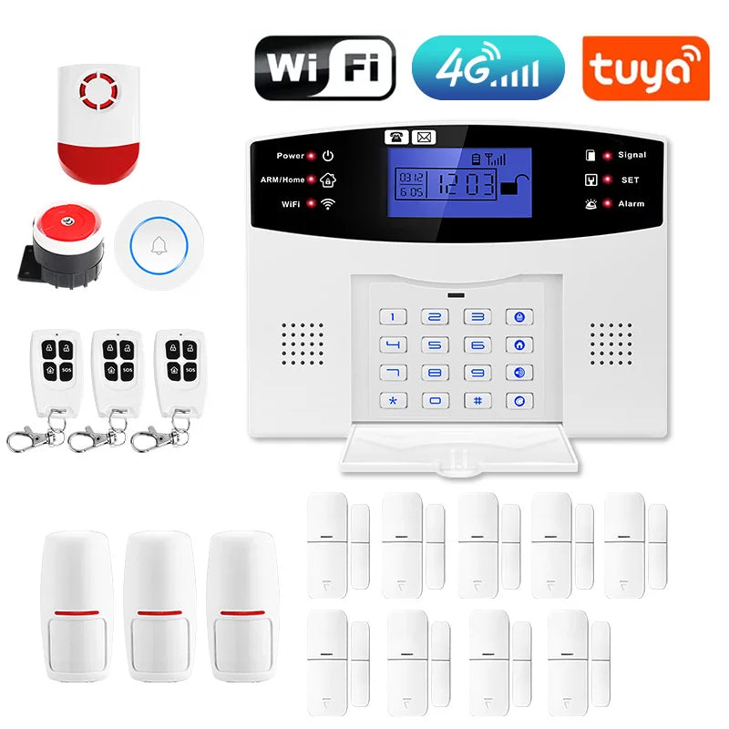 DYGSM – Système d’Alarme Maison Connecté 4G + WiFi Tuya, Sécurité Sans Fil avec Sirène 120 dB et Contrôle via Application Smart Life