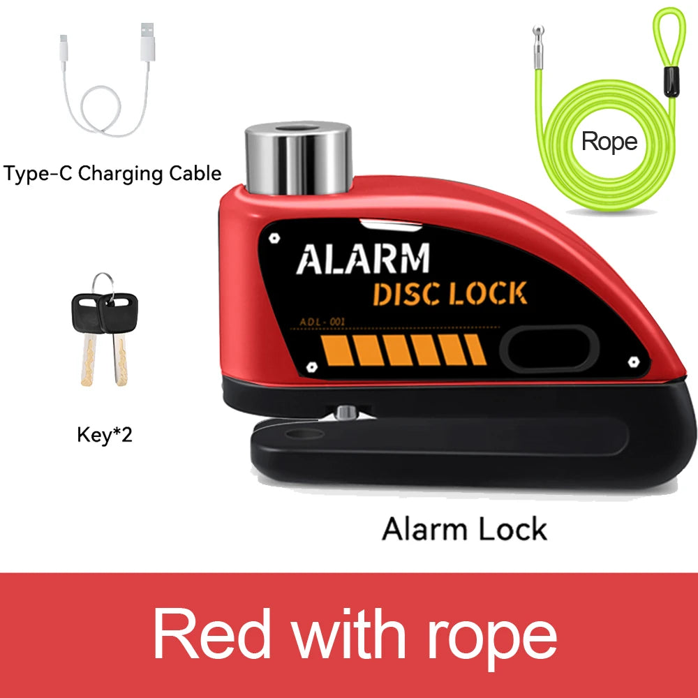 Antivol Alarme Rechargeable Bloomoto pour Moto et Vélo – Bloque-Disque 110 dB avec Câble de Sécurité et Recharge USB-C