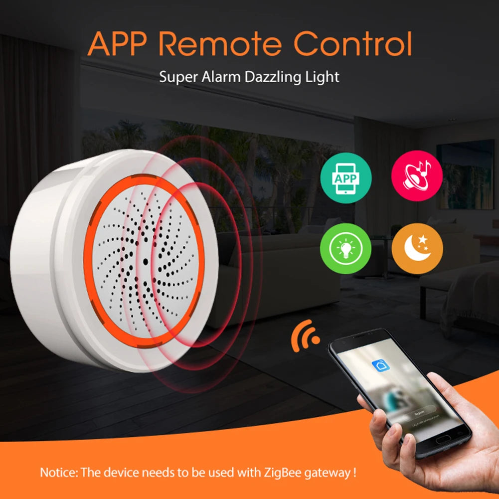 Sirène Connectée Zigbee Tuya 3 en 1 avec Alarme 90 dB, Lumière et Capteur – Alarme Intelligente pour Maison Connectée Compatible Application