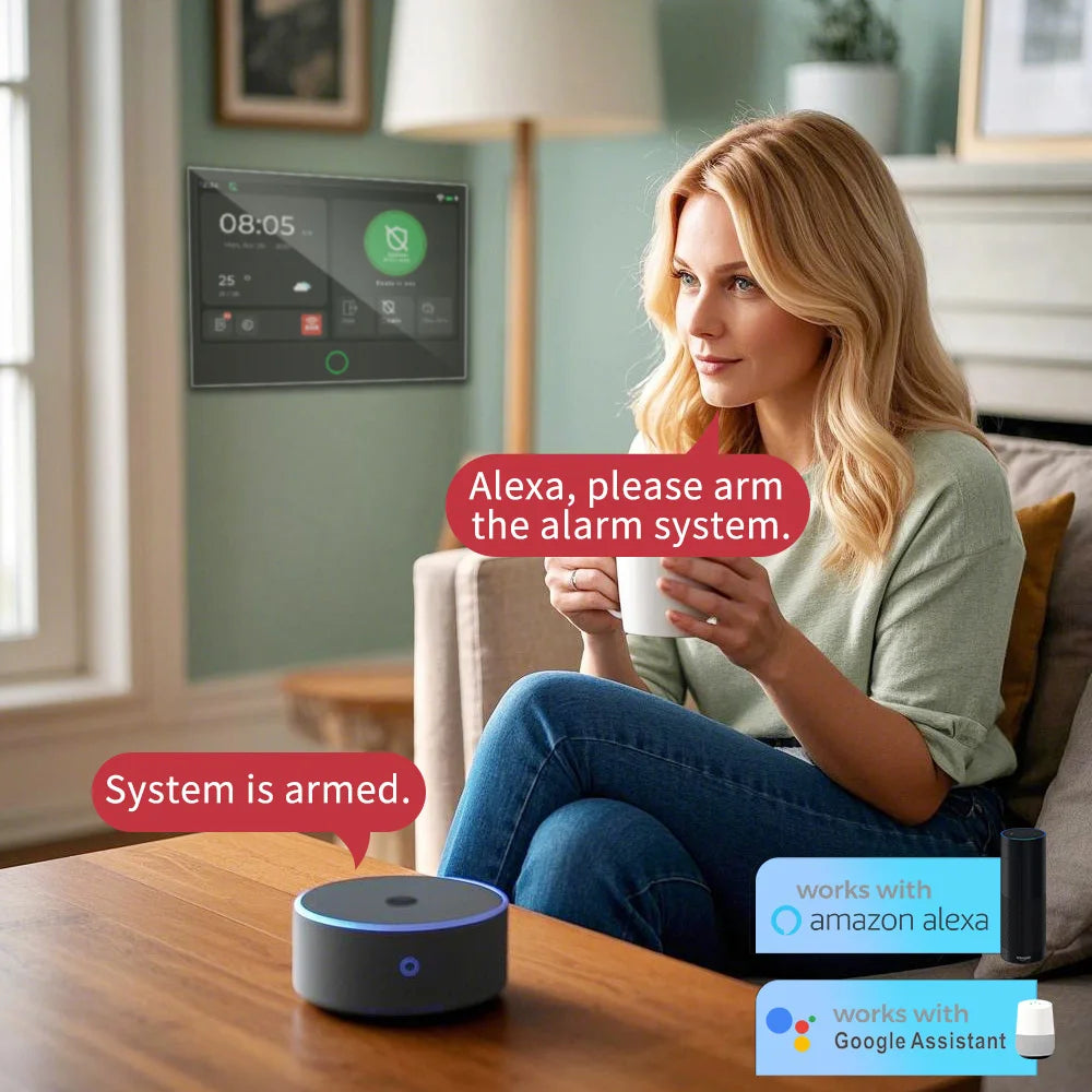 Système d’Alarme Maison Connecté Tuya WiFi 4G Earykong ER-G74 – Écran Tactile, Sirène, Contrôle App, Compatible Alexa et Google