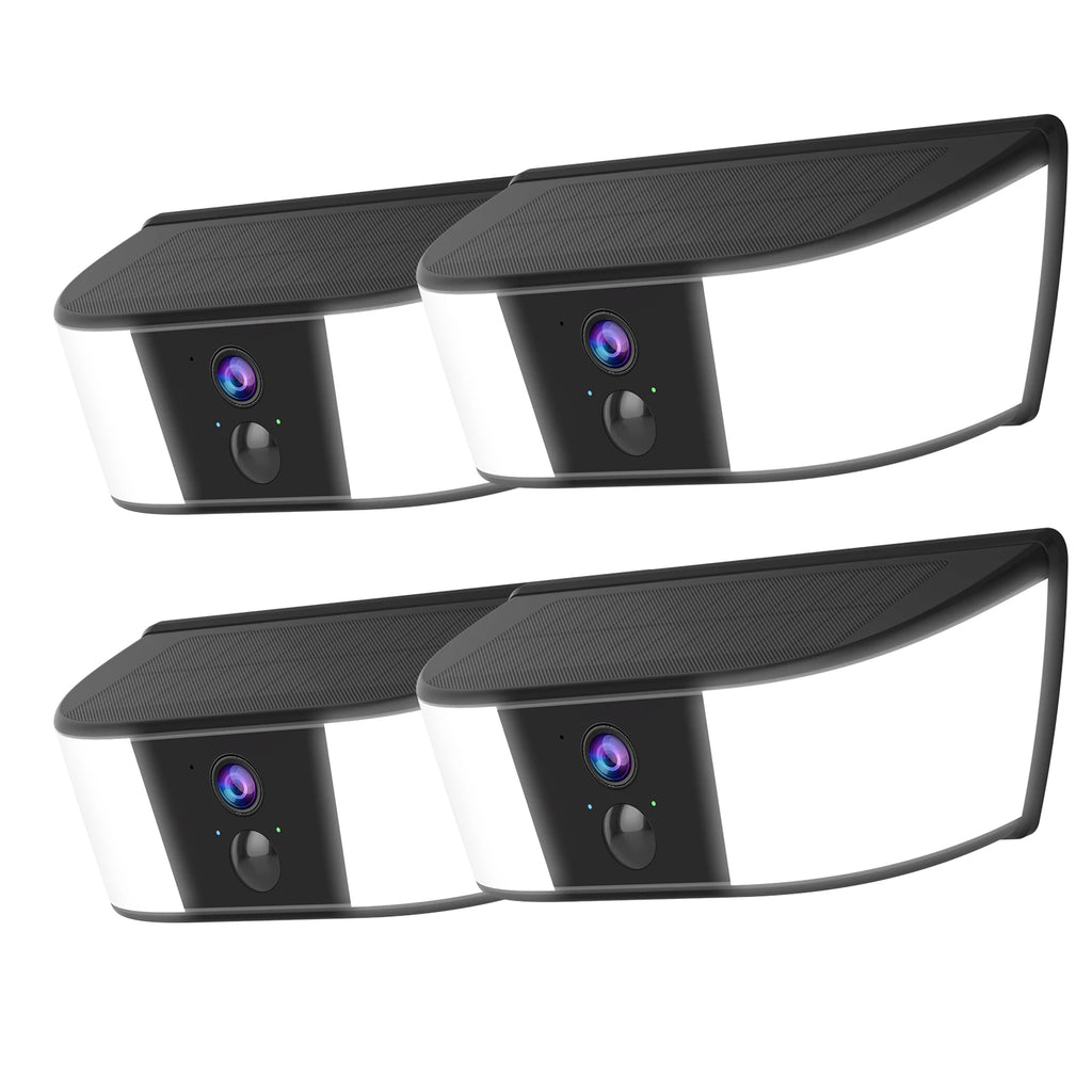 Caméra Solaire Murale 2K avec Éclairage LED – 3MP, Détection Humaine, Vision Nocturne Couleur, Batterie 5200 mAh, Alarme et Audio Bidirectionnel IP66