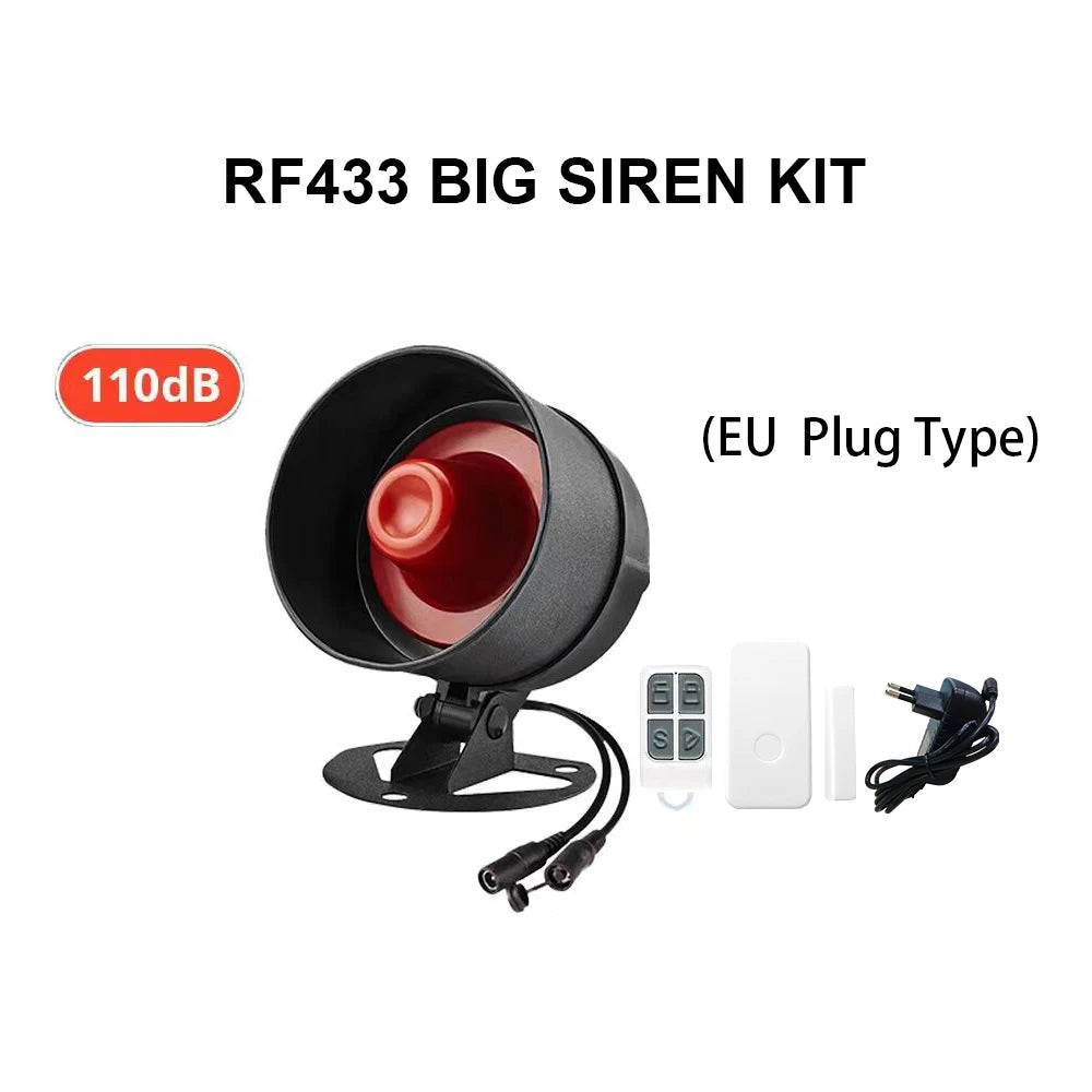 ONENUO 105W – Sirène Extérieure Sans Fil 433 MHz 110 dB con Flash, Étanche, para sistemas de alarma Maison Tuya WiFi y GSM