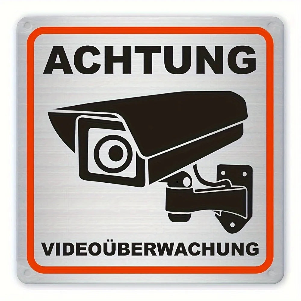 Panneau Caméra de Sécurité Classique en Aluminium 20x20 cm – Signalisation Vidéosurveillance Sans Électricité