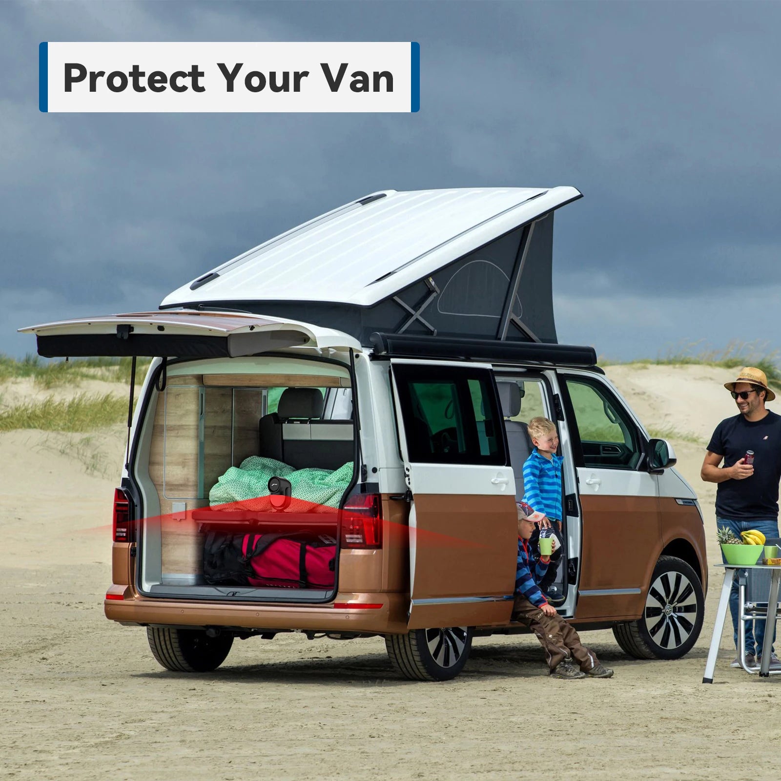 Détecteur de Mouvement Infrarouge PIR CPVAN avec Sirène 125 dB – Alarme Maison, Garage, Abri & Camping-car avec Télécommande et Capteur de Porte