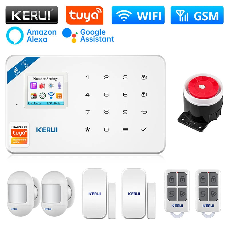 Sistema de alarma Maison KERUI W181 WiFi Tuya – Kit de seguridad conectado con detector de movimiento, captadores de apertura y detector de humo 