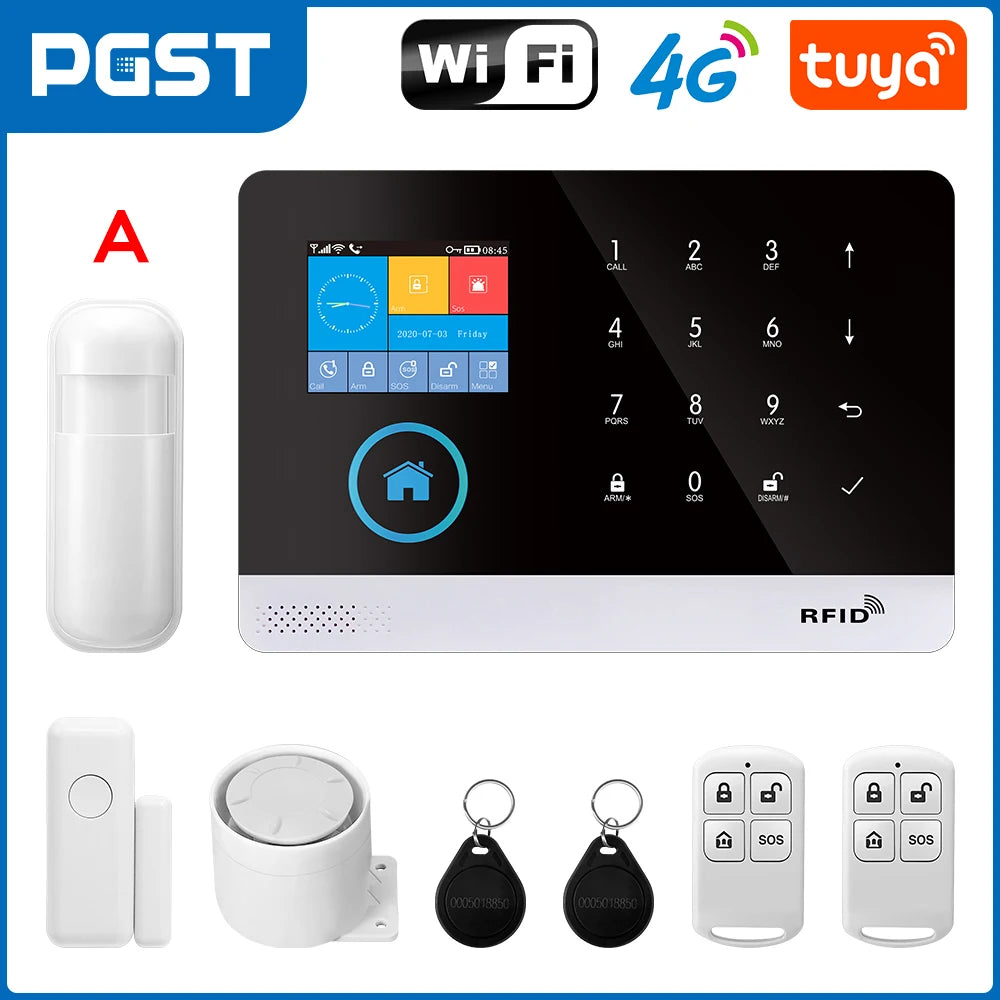 Sistema de alarma Maison Tuya 4G GSM WiFi PGST – Kit de seguridad conectado sin filtro con aplicación y compatibilidad Alexa para apartamento, oficina y garaje 