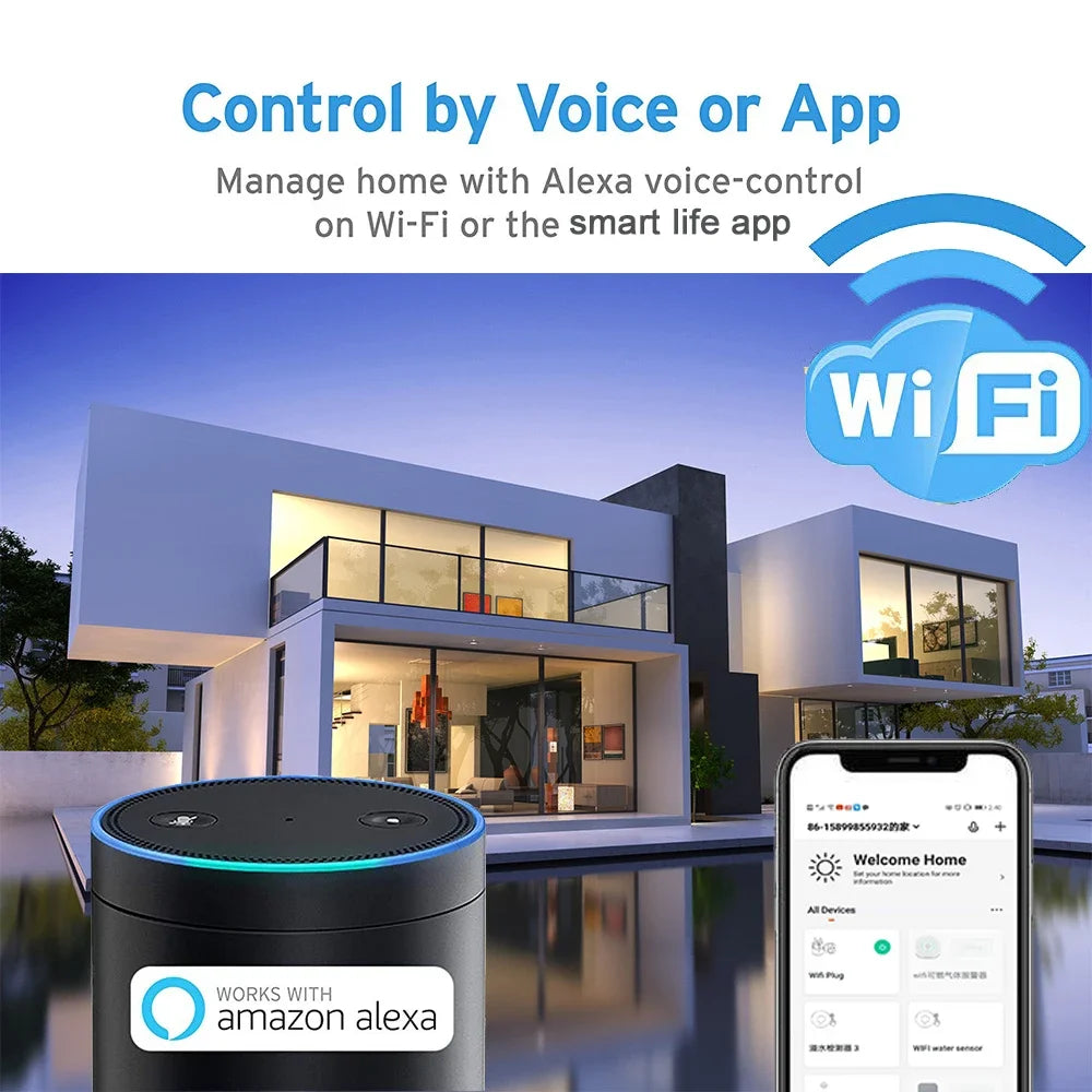 Sirène d'Alarme Connectée WiFi NEO Coolcam Tuya con Capteur Température et Humidité – 105 dB, Compatible Assistant Vocal