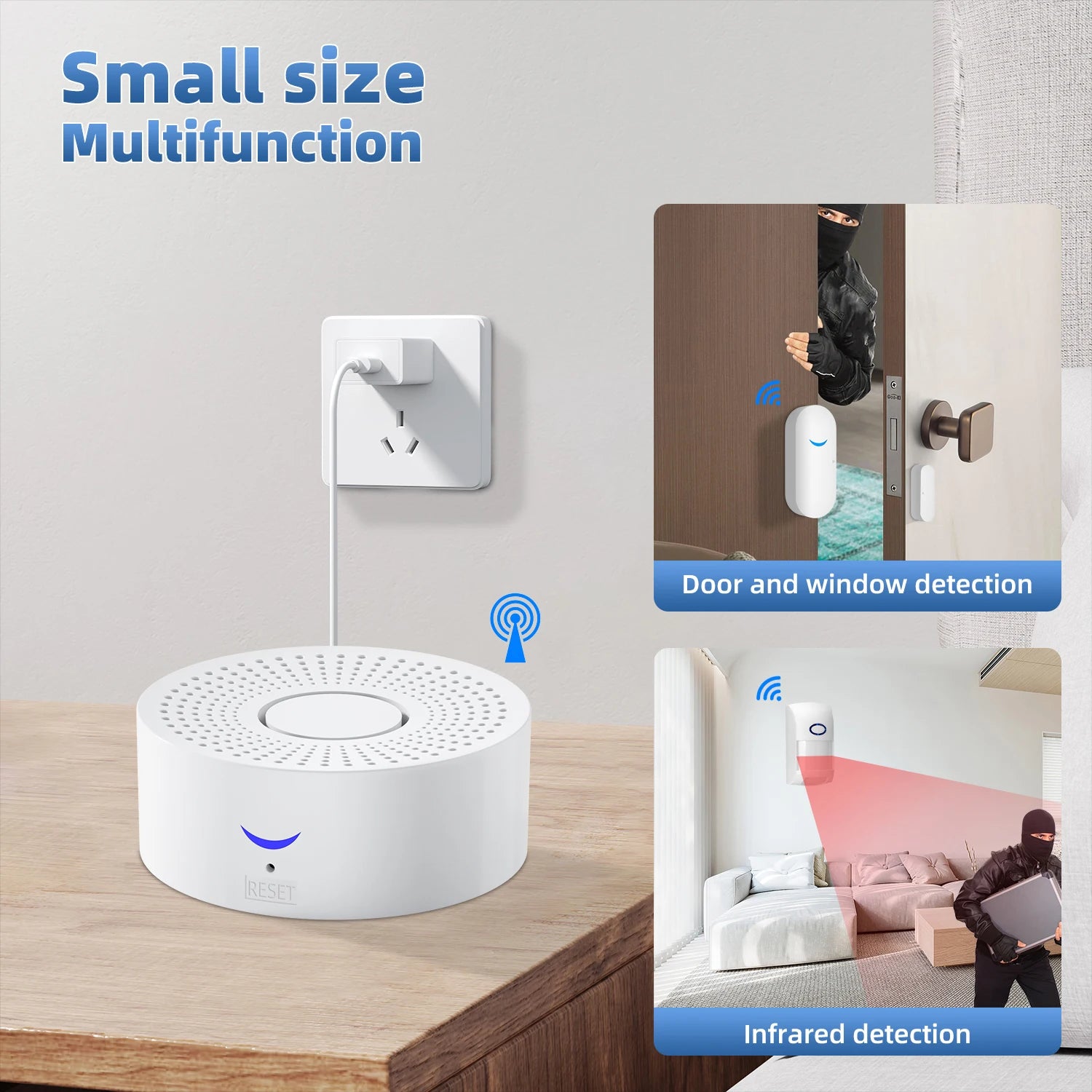 Sistema de alarma Maison Connecté Tuya WiFi 433 MHz con Sirène 120 dB - Kit Seguridad Sans Fil Smart Life, Compatible Alexa y Google 