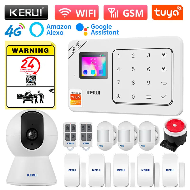 KERUI W184 – Sistema de alarma Maison Sans Fil 4G &amp; WiFi Tuya con Livraison Rapide desde Europa, Kit de Seguridad Conectado Anti-Intrusión 
